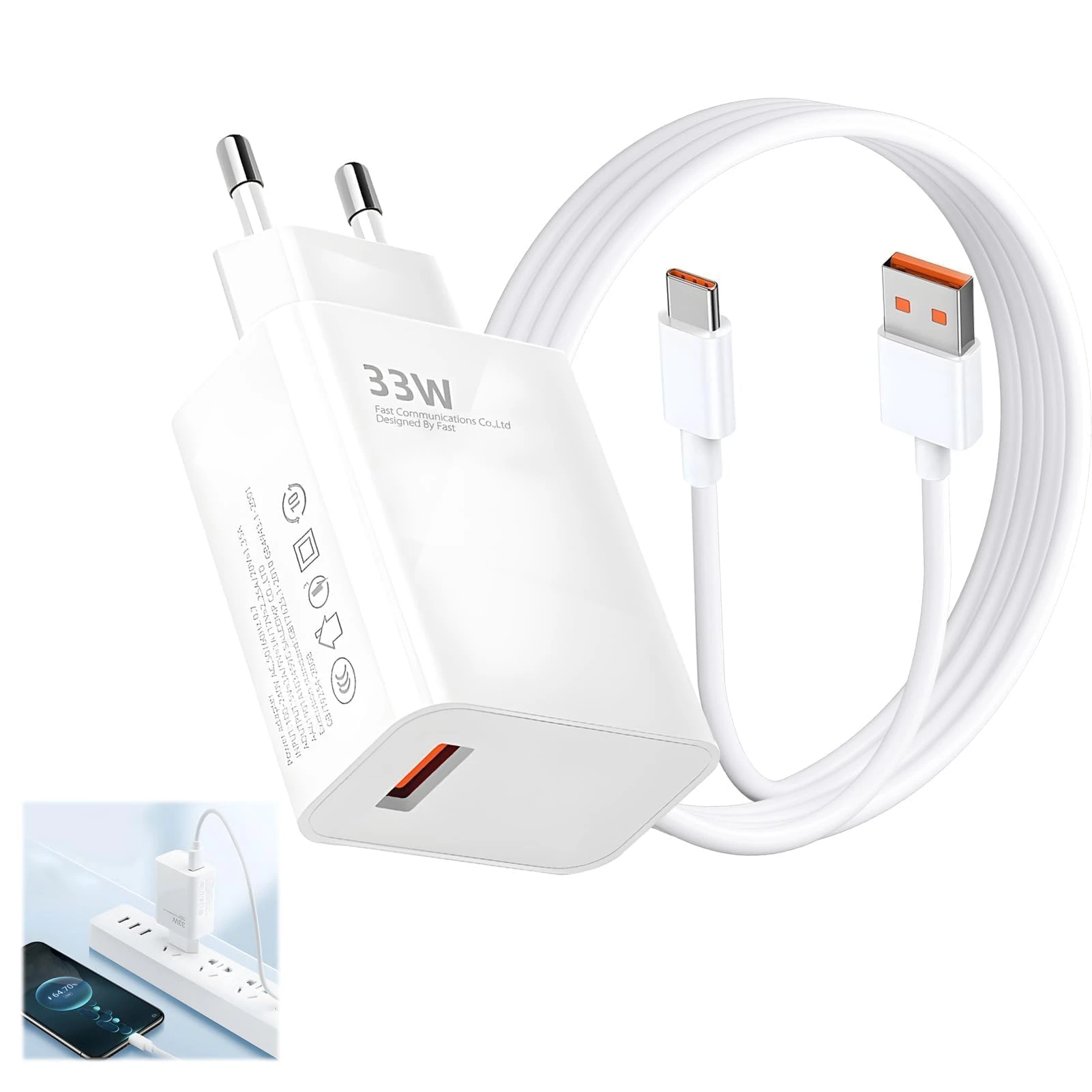 Xiaomi Mi 33W SonicCharge 2.0 Fast Charger with Type-C Cable for Redmi Note 10 Pro, Note 11, Note 12, POCO X3 Pro, X4 Pro, Mi 11X
