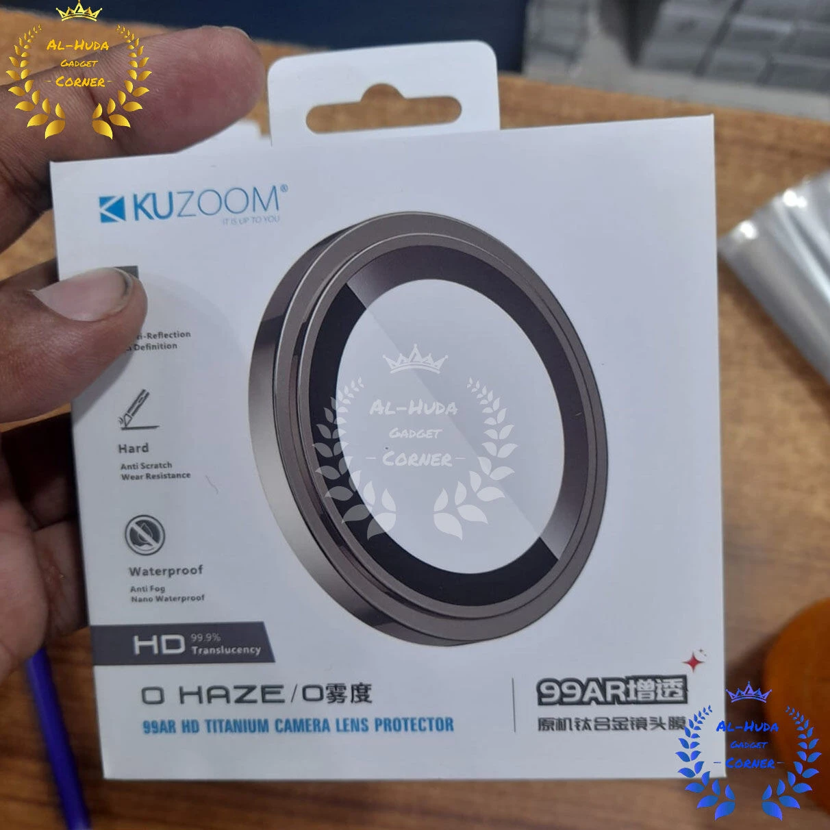 iPhone 15 pro / 15 Pro Max / Kuzoom Tempered Glass Metal Ring Camera Lens Protector Film (Best Quality)