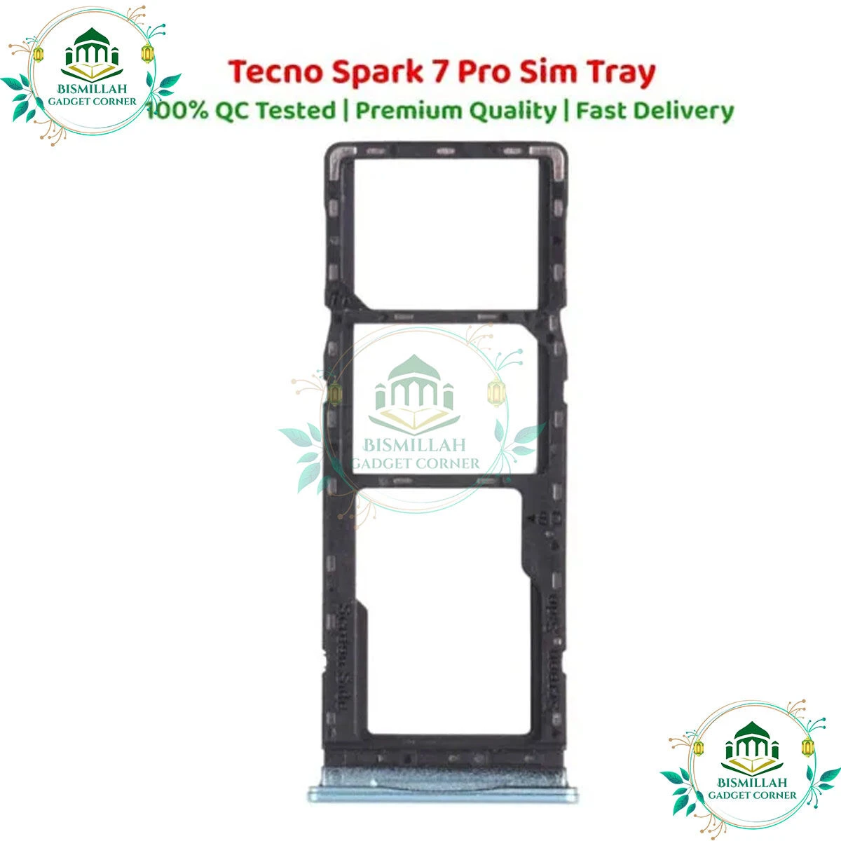 S.IM Card Holder Tray for Tecno Spark 7 Pro - Black-White-Blue-Green