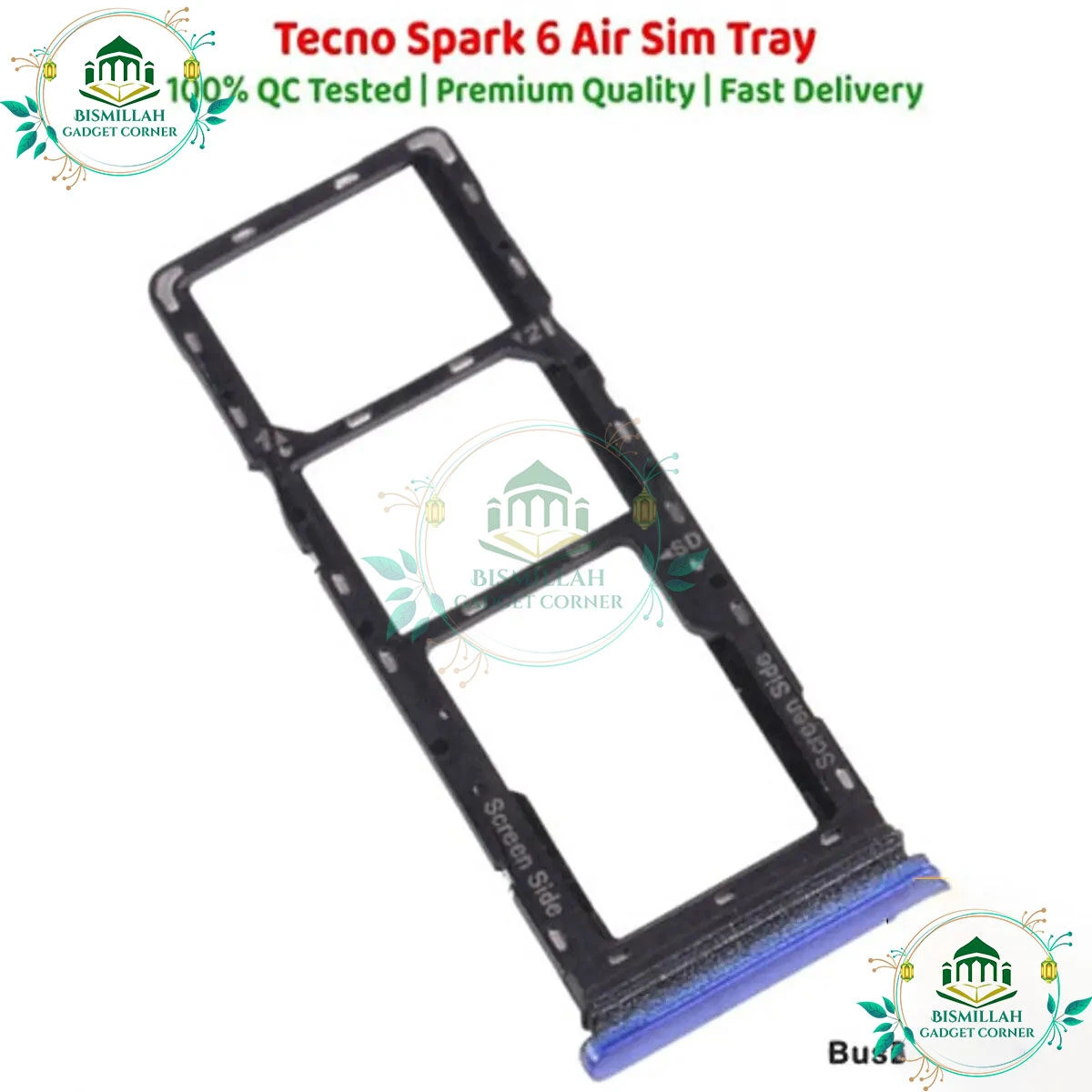 S.IM Card Holder Tray for Tecno Spark 6 Air - Blue,Black,Green,Orenge,White