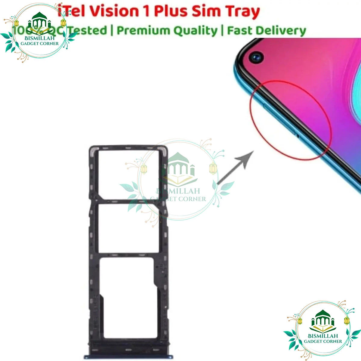 S.IM Card Holder Tray for Itel Vision 1 Plus black-bule-purple-white