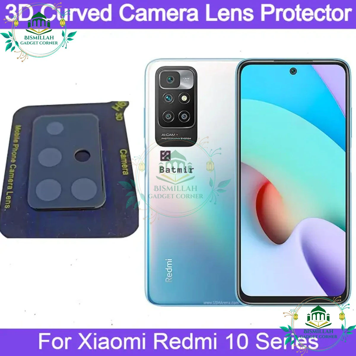 For Xiaomi Redmi 10/ Redmi 10 Prime/ Redmi 10 2022 3D Curved Camera Lens Protector Lens Shield Latest Generation Curvy Border Glass Membrane HD Tempered Glass Camera Full Lens Protector