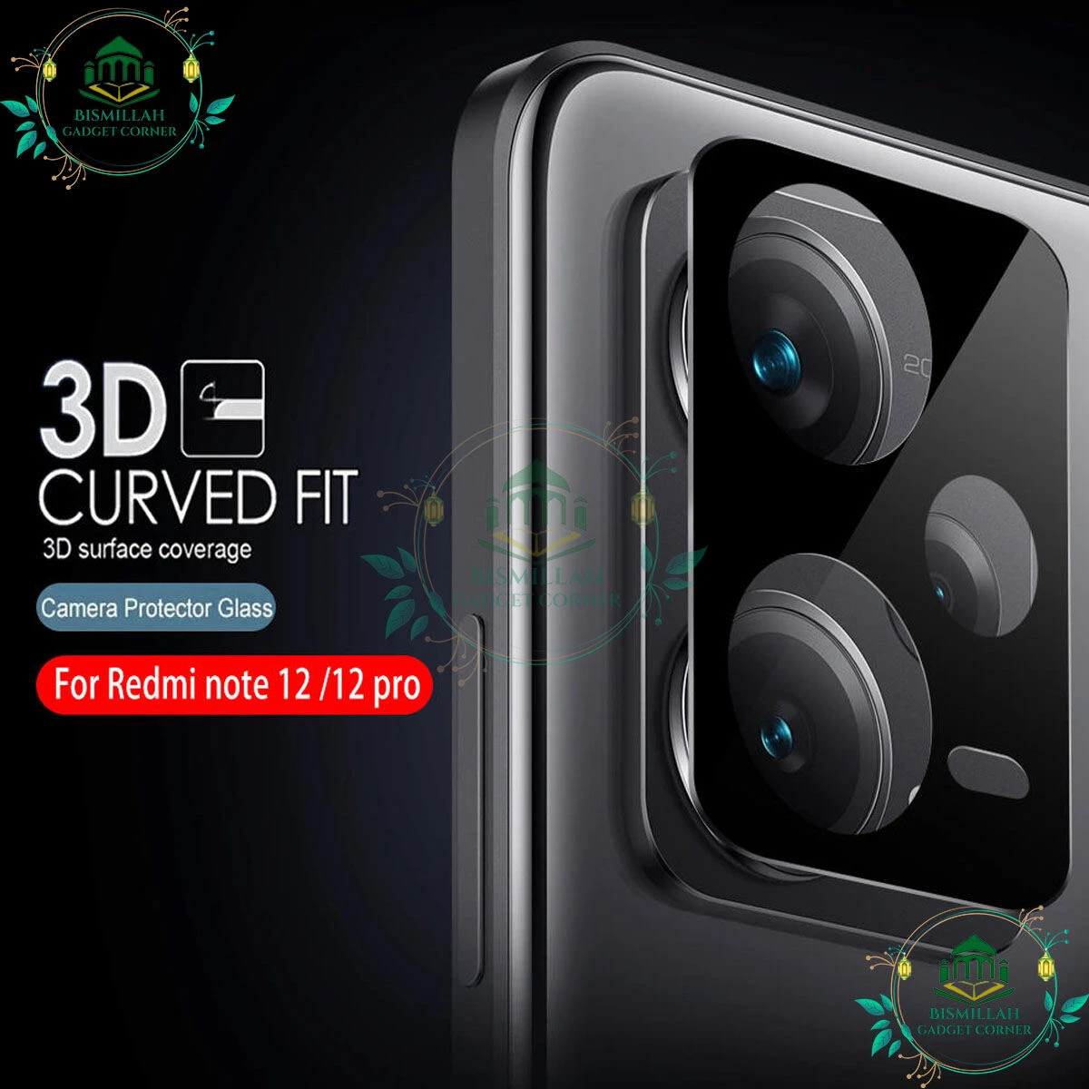 3D Camera Lens Protector for Redmi Note 12 Pro plus -  Scratch Resistant Glass - Pack of 1 - Easy To use