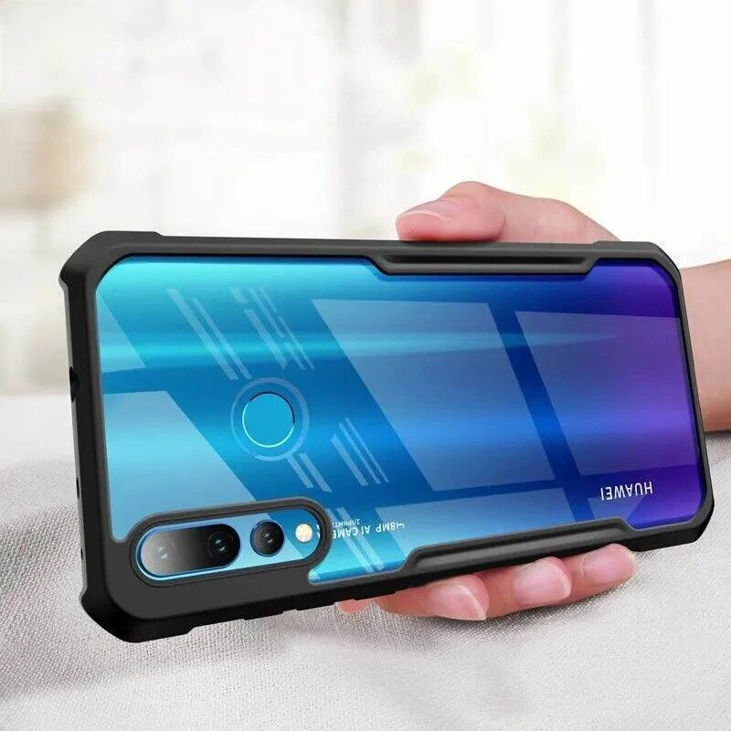 For Huawei Y7p Reinforced  Unique Shockproof Cushion Back Clear Hybrid Transparent Hard Cover Casing