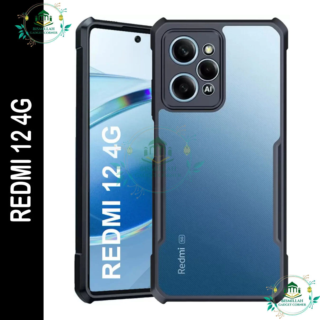 Xundd Back Cover for Xiaomi Redmi 12 4G Transparent Hybrid Hard PC Back Bumper