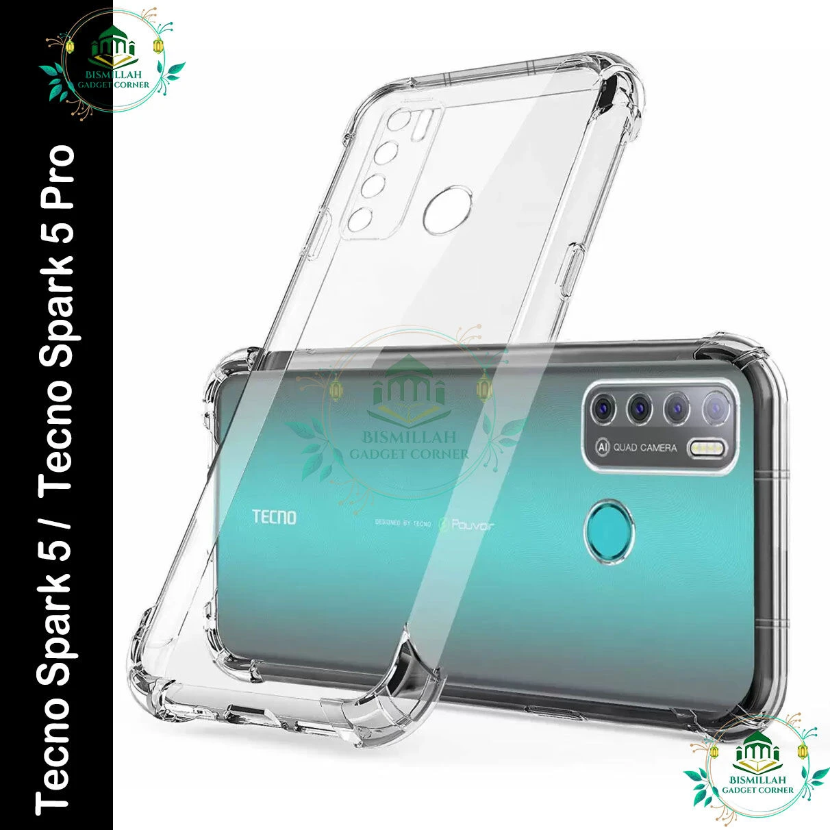 Transparent back cover For  Tecno Spark 5 /  Tecno Spark 5 Pro Luxury transparent Protect Back Cover Soft Case