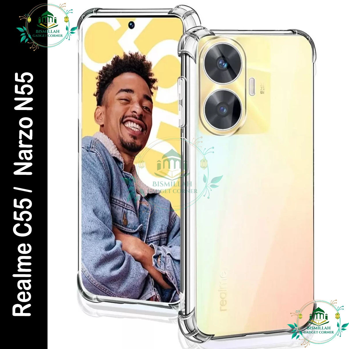 Transparent back cover For Realme C55 /  Narzo N55 Luxury transparent Protect Back Cover Soft Case