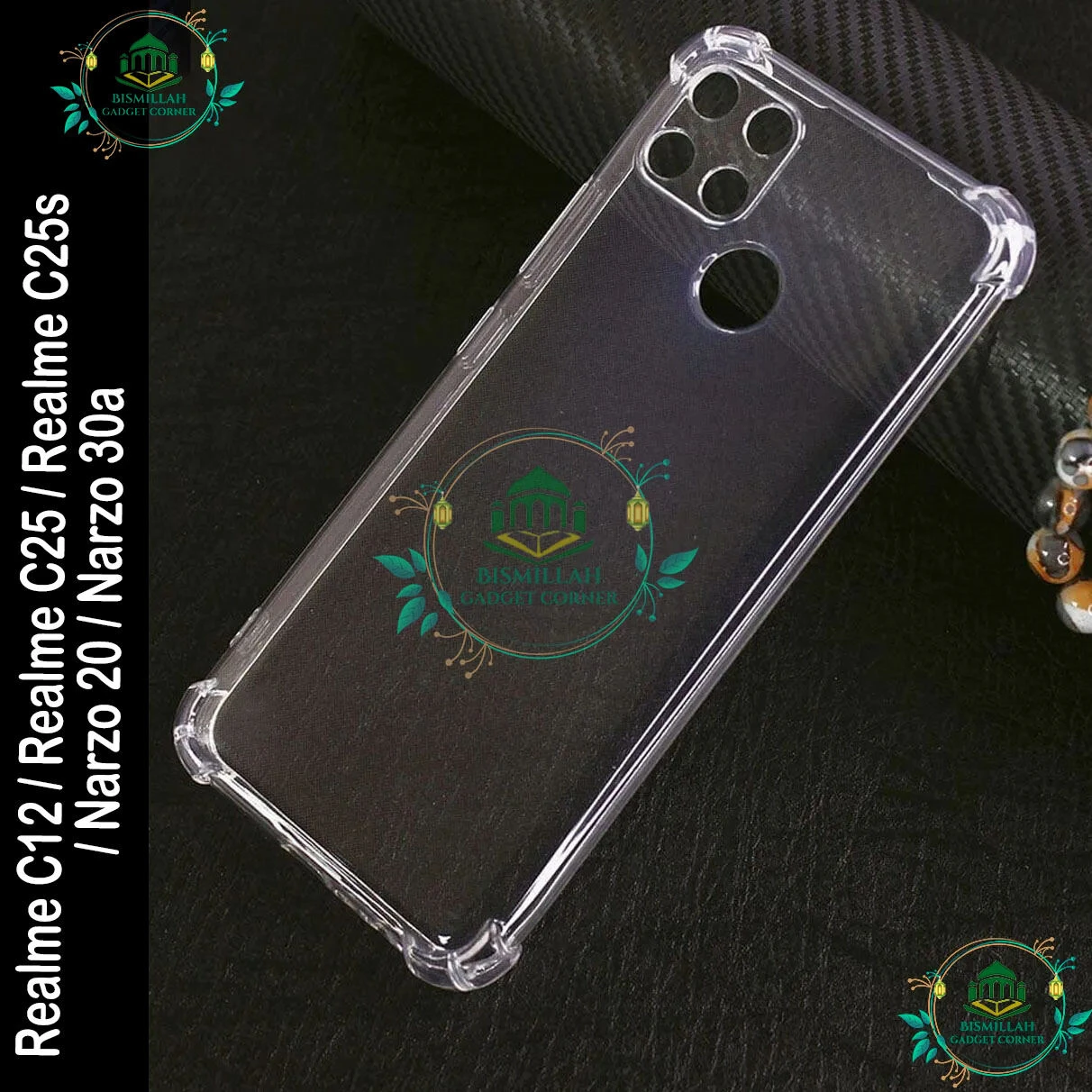Transparent back cover For Realme c12 / Realme c25 / Realme c25s / Narzo 20 / Narzo 30a Luxury transparent Protect Back Cover Soft Case