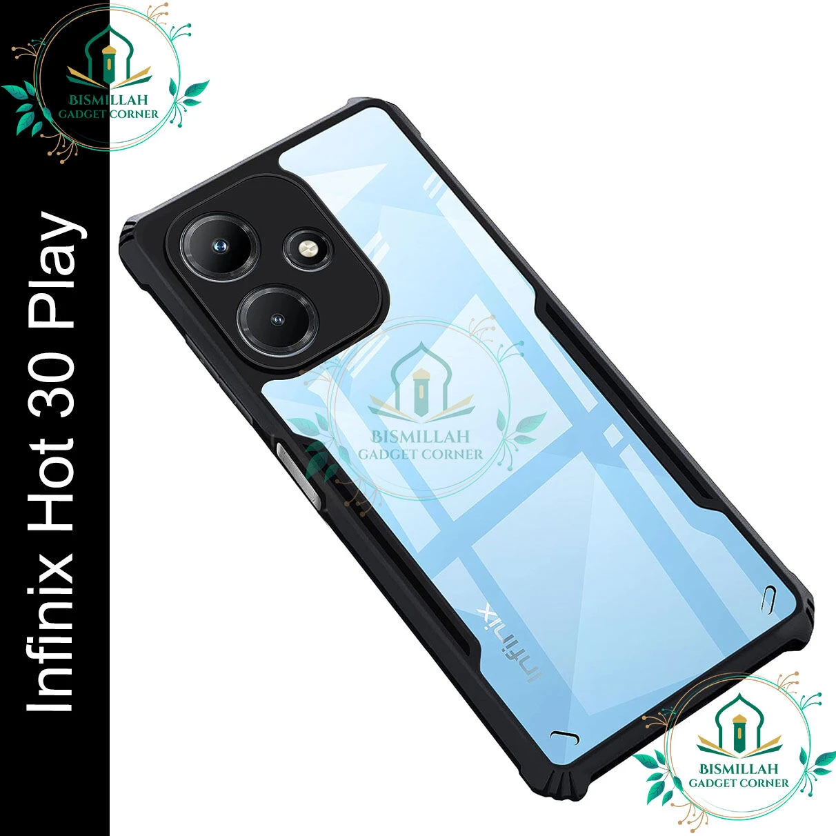 Xundd Back Cover for Infinix Hot 30 Play Transparent Hybrid Hard PC Back Bumper
