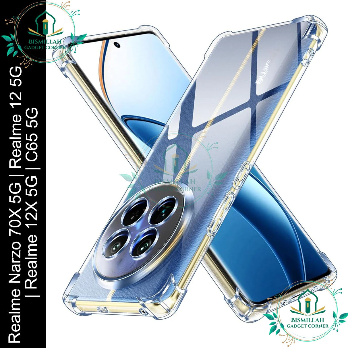 Transparent back cover For Realme Narzo 70X 5G | Realme 12 5G  | Realme 12X 5G | Realme C65 5G Luxury transparent Protect Back Cover Soft Case