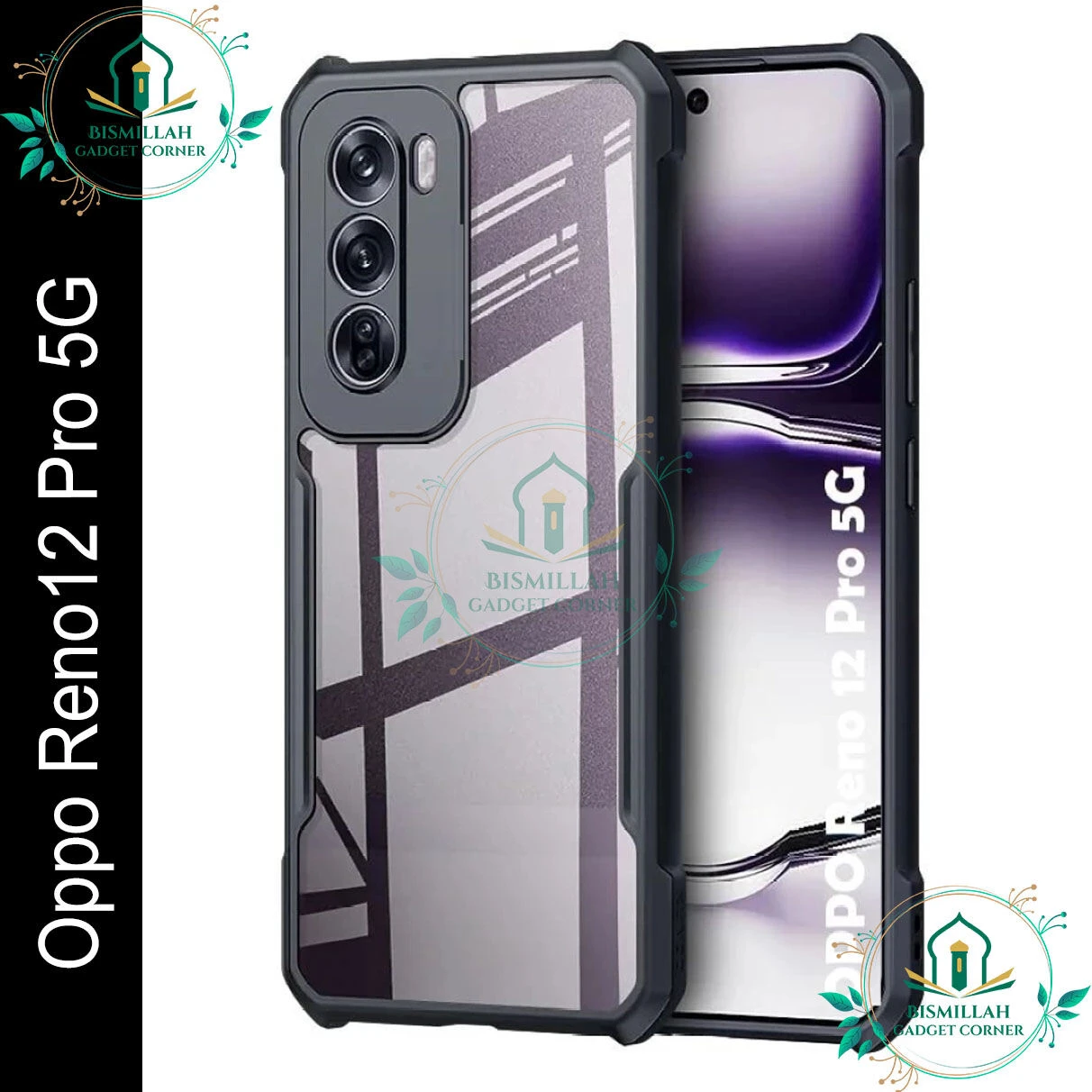 Xundd Back Cover for Oppo Reno12 Pro 5G Transparent Hybrid Hard PC Back Bumper