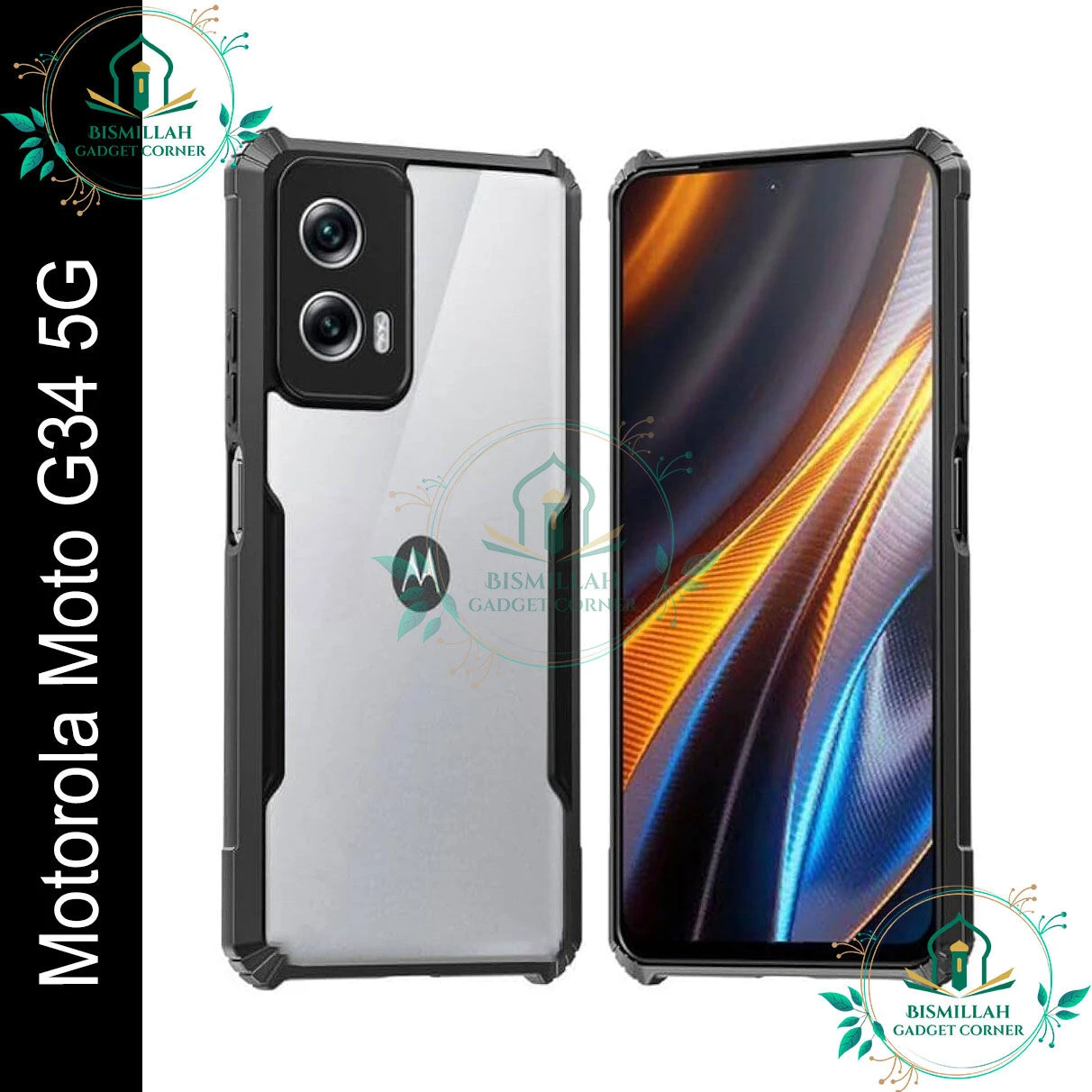 Xundd Back Cover for Motorola Moto G34 5G Transparent Hybrid Hard PC Back Bumper