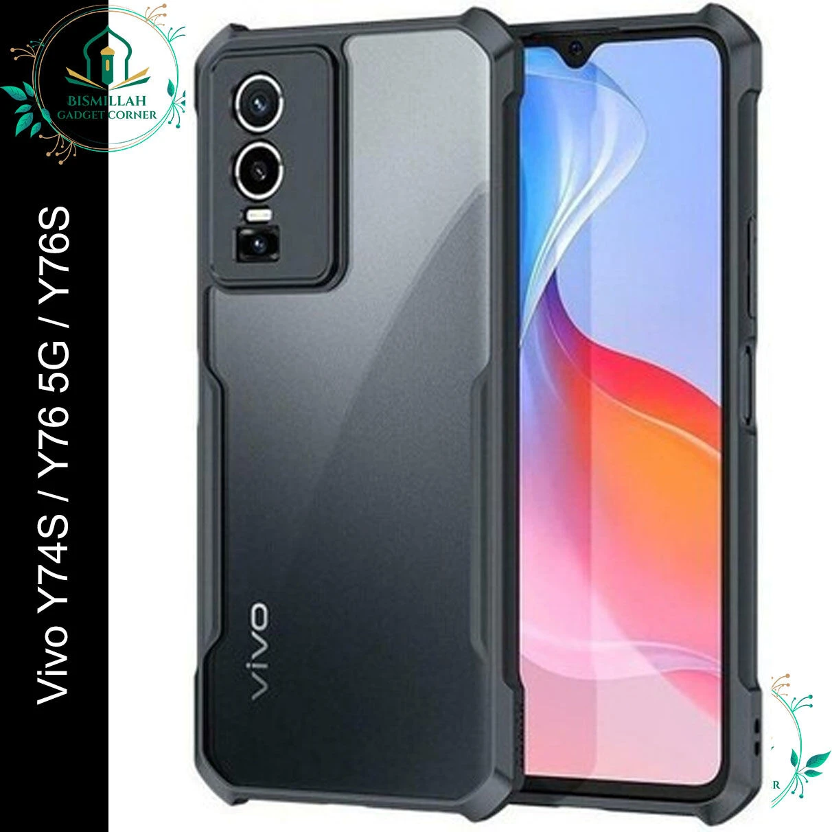Xundd Back Cover for Vivo Y74s / Y76 5G / Y76s Transparent Hybrid Hard PC Back Bumper