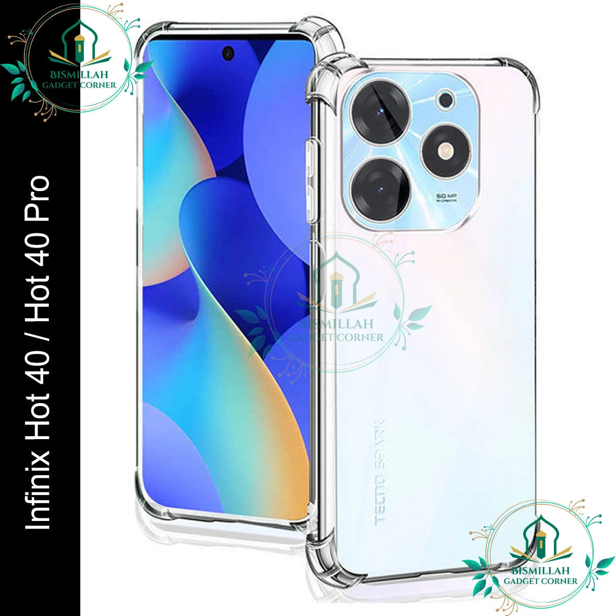Transparent back cover For Infinix Hot 40 / Infinix Hot 40 Pro Luxury transparent Protect Back Cover Soft Case