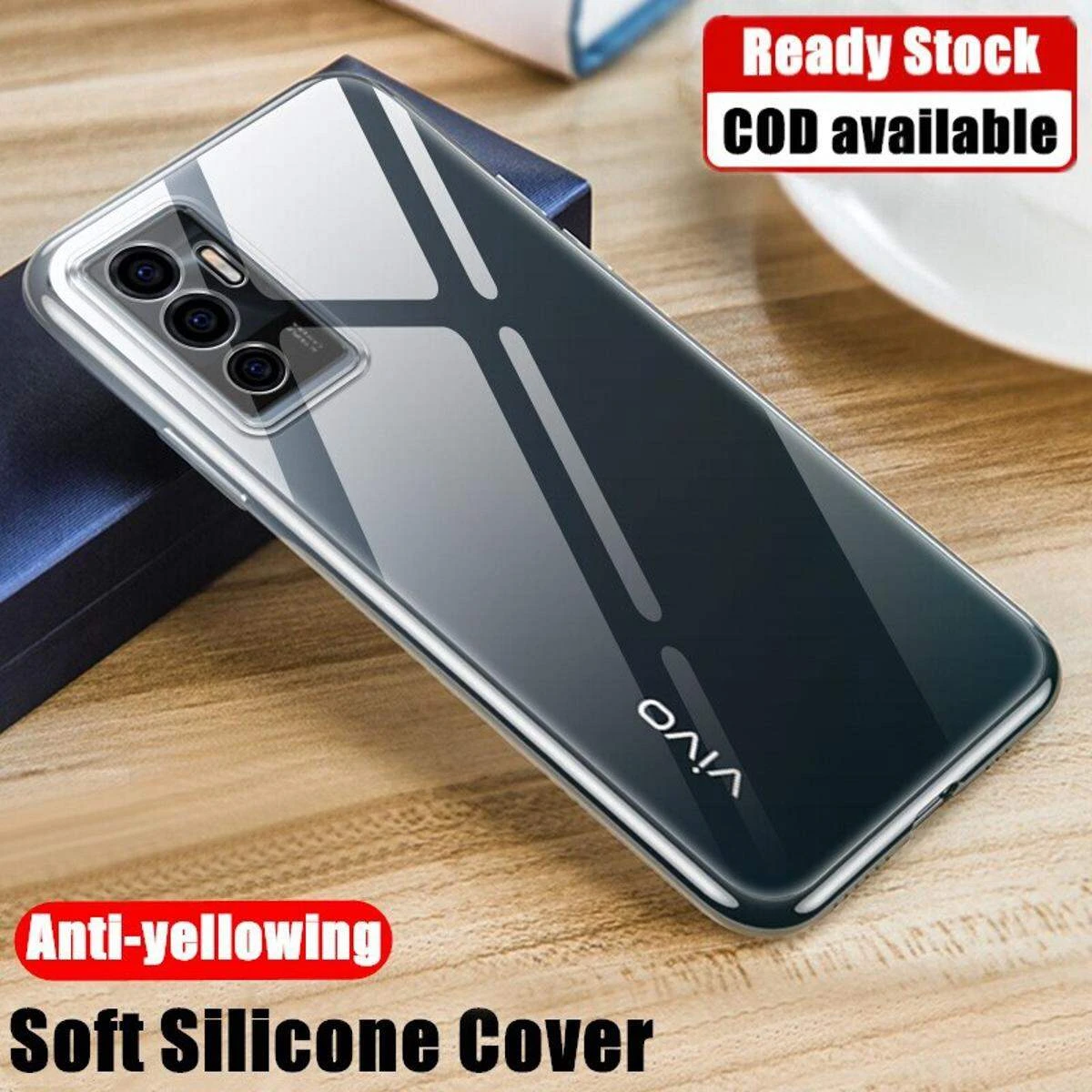 Anti Yellow Clear Back Cover Case Vivo V23E (TPU case | Raised Edges for Full Camera Protection | Anti-yellow Clear)