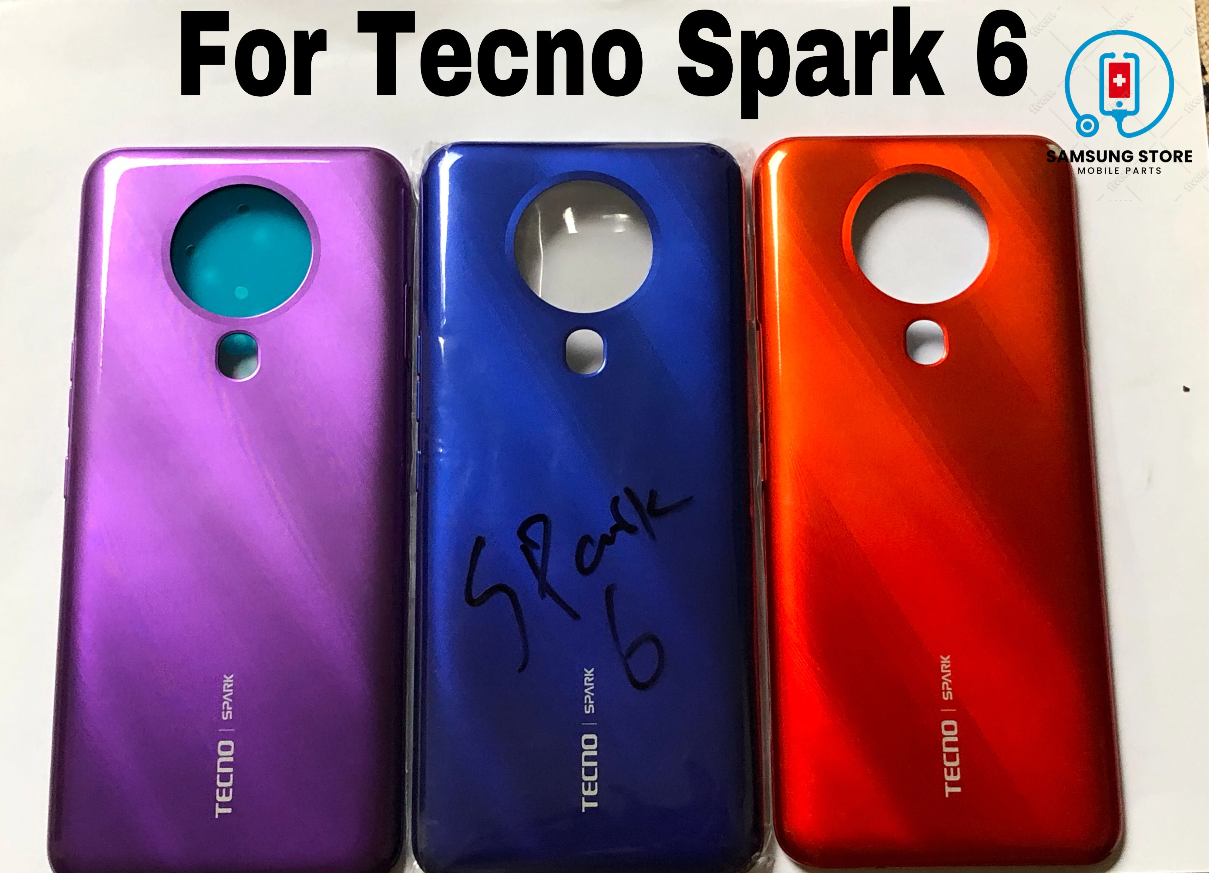 Tecno Spark 6 Battery Cover Door Housing case Glass cover for Back Battery Cover